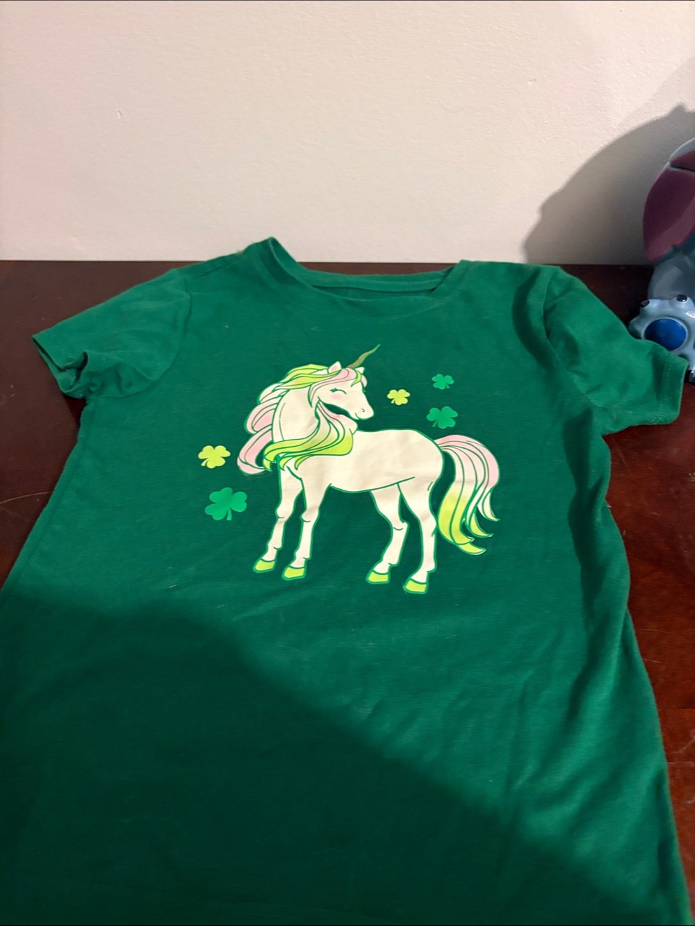 Girls' Green Unicorn Graphic Short Sleeve Tee